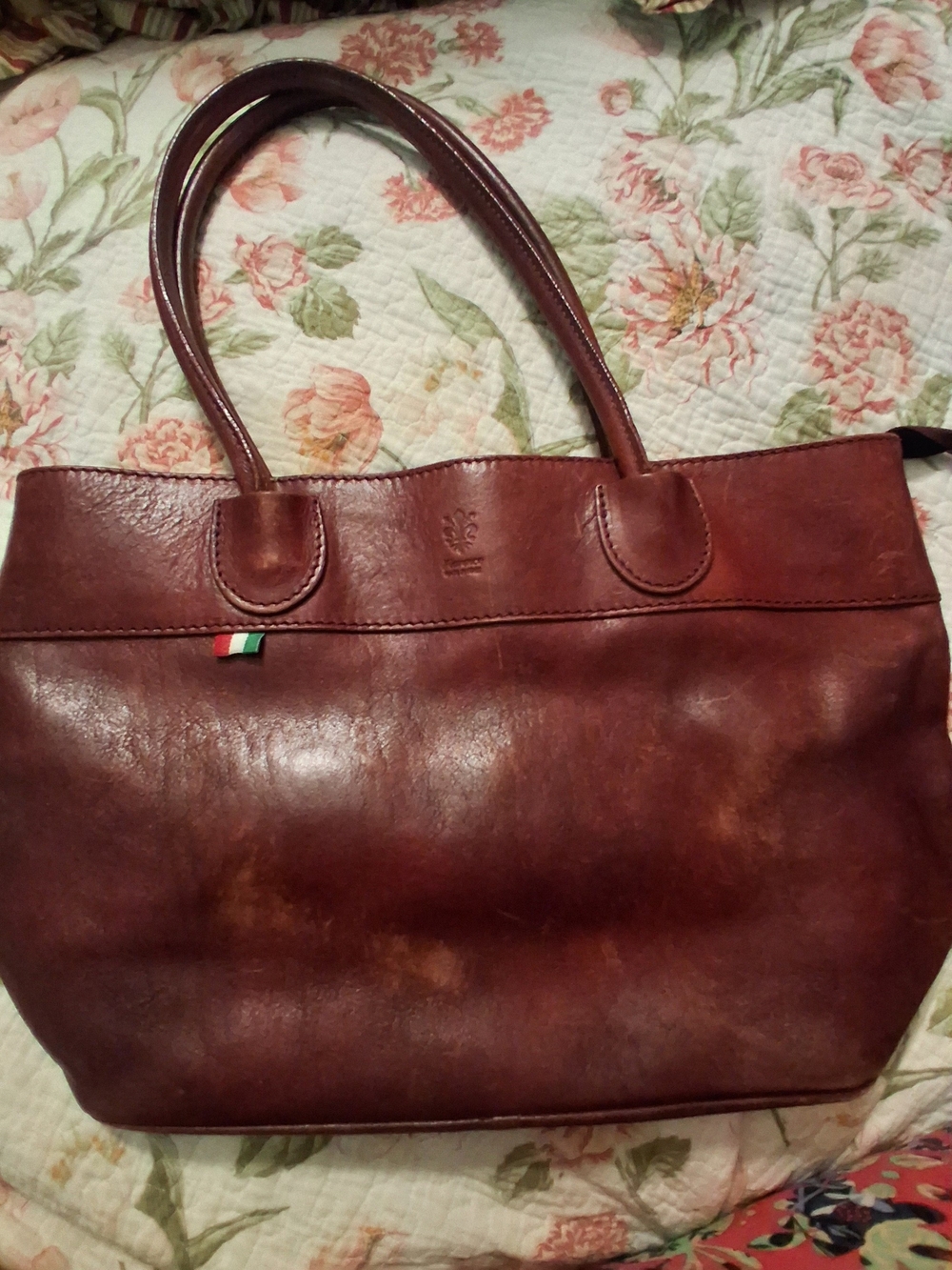 Vintage Large Florence Italy Genuine Leather Shoulder Bag